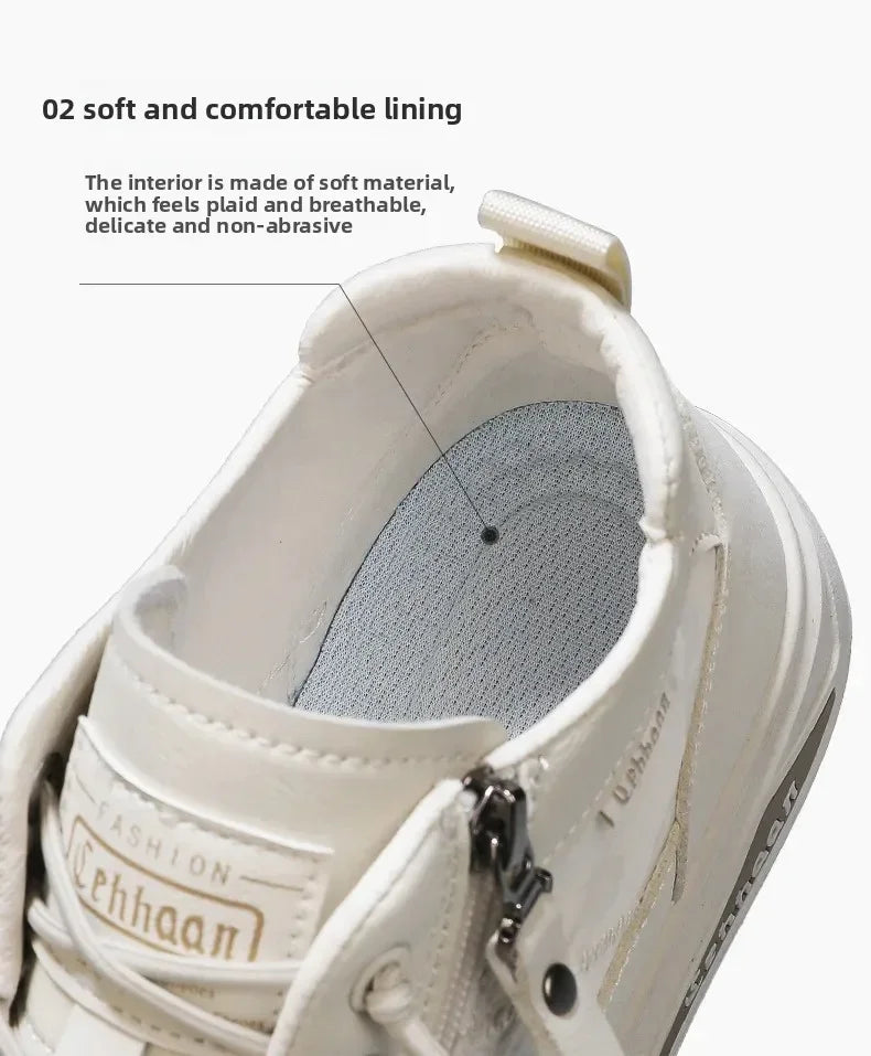 Men's Mid-top Shoes with Simple Solid Color Design Flat Bottom for All Seasons Durable  Anti-slip Lace-up Walking Casual Shoes