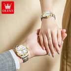 OLEVS 2906 Couple Watch Original Roman Scale Diamond Dial Luxury Quartz Watch For Men Women Rhombus Strap Waterproof Hand Clock