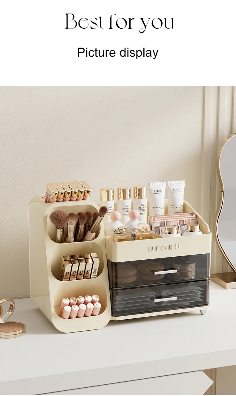 Cosmetics storage box Home dressing table advanced sense large capacity lipstick skin care multifunctional points Shelf