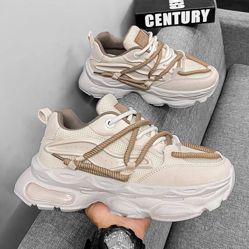 Fashion Shoes For Men White Sneakers Male Platform Walking Shoes Punk Lace Up Outdoor Men’s Outdoor Breathable Sneakers