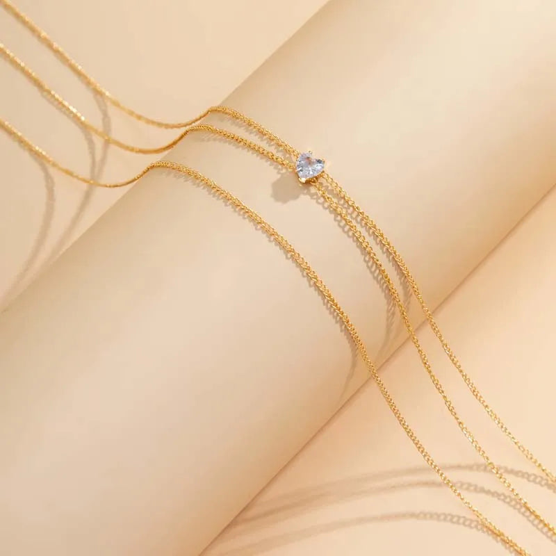 Fashion Metal Double Layered Cross Waist Chain for Women Simple Rhinestone Heart Thin Chain Body Chain Party Jewelry Accessories