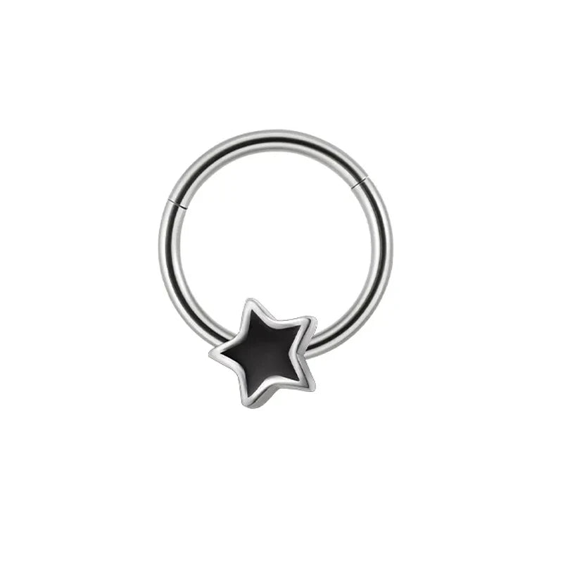 1PC Steel Moon Star Septum Piercing Hinged Segment Nose Ring Septum Clicker Cartilage Tragus Clicker Body Piercing Jewelry 16G