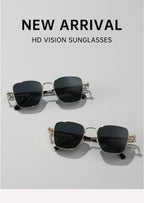 Men Driving Sunglasses Vintage Steampunk Square Sunglasses Metal Frame with Spring Hinges Women Eyepiece Trendy Driver Glasses