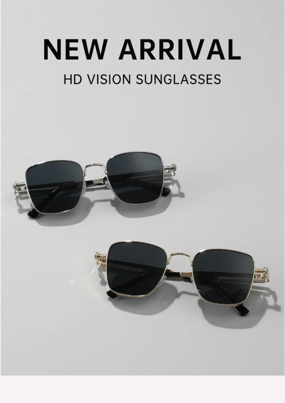 Men Driving Sunglasses Vintage Steampunk Square Sunglasses Metal Frame with Spring Hinges Women Eyepiece Trendy Driver Glasses