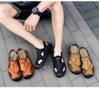 2023 Sandals Summer Men Leather  Classic Men Shoes Slippers Soft Sandals Men Roman Comfortable Outdoor Walking Footwear