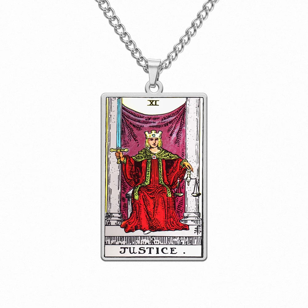 Dawapara 22 Styles Tarot Card Good Luck Amulet Necklace Sun Moon UV Colorful Pendant Stainless Steel Spiritual Jewelry