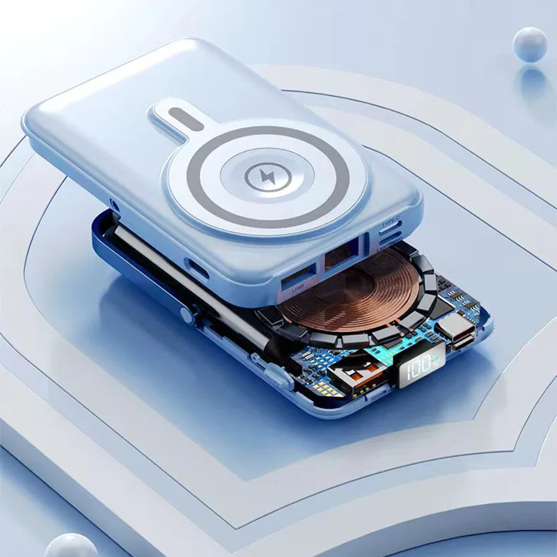 Wireless magnetic power bank 22.5W super fast charging 10000mAh suitable for watches, mobile power banks, lightweight and thin