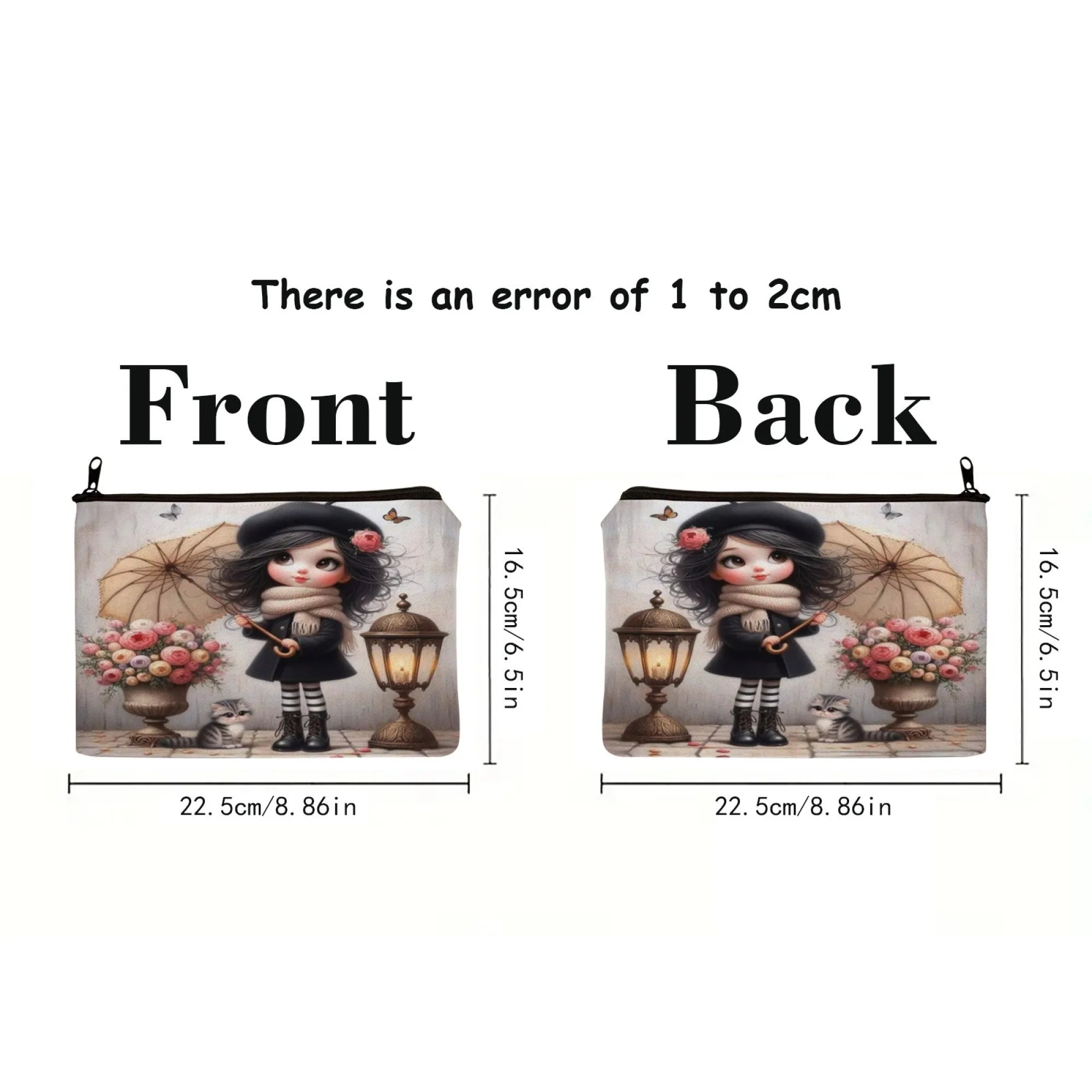 Cute girl holding an umbrella Cosmetic Bag Cosmetic Pouch Cosmetic Brush Aesthetic Accessory Storage Bag Travel Makeup Bag