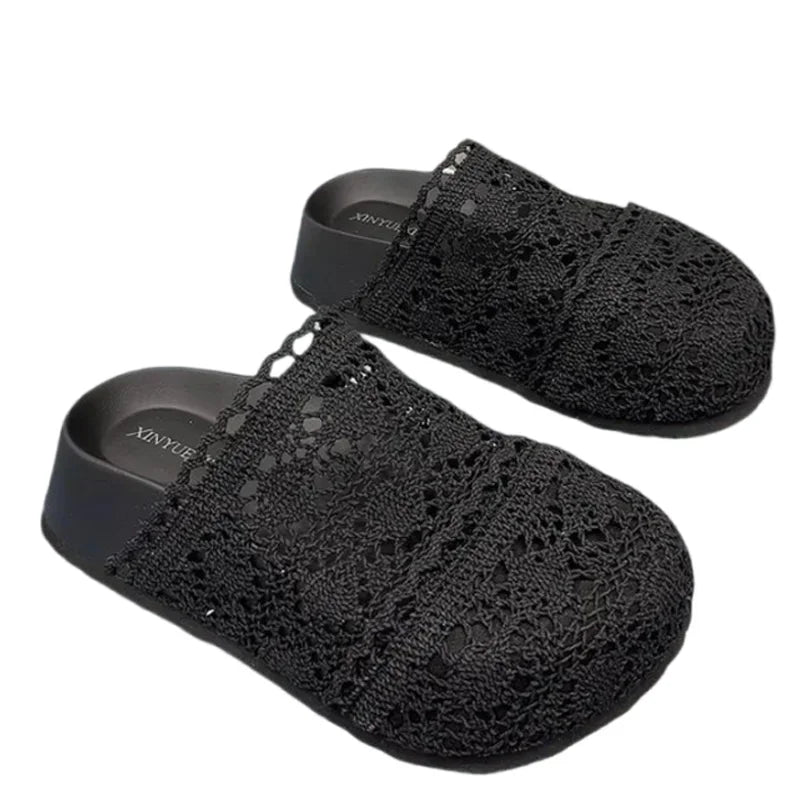 Flats Women Slippers Casual Platform Shoes Fashion Cozy Walking Shoes Woman Sandals 2025 Trend Brand Slingback Female Zapatillas