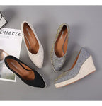 High Heels Women Wedges Shoes Elegant Ladies Party Shoes Brand Ladies Retro Woman Wedge Heel 8cm Black Purple Big Size 42 YX3800