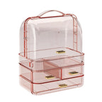 Drawer Style Cosmetics Storage Box Clear with Lid and Handle Makeup Storage Rack Desktop Organizer Dustproof