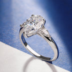 1/2/3/4ct Pear Cut All Moissanite Engagement Rings for Women 925 Sterling Silver 3-Stone Waterdrop Shape Wedding Bands Jewelry