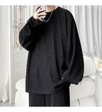 Men's High Street Long Sleeve T-Shirt - Trendy Casual Top Loose Fit Comfortable Wear, Modern Minimalist Style, Everyday Essentia