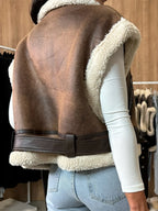 Women Winter Faux Suede Vest Sleeveless Zipper Up Fleece Sherpa Lined Jacket Fashion Solid Color Casual Outerwear Coat!
