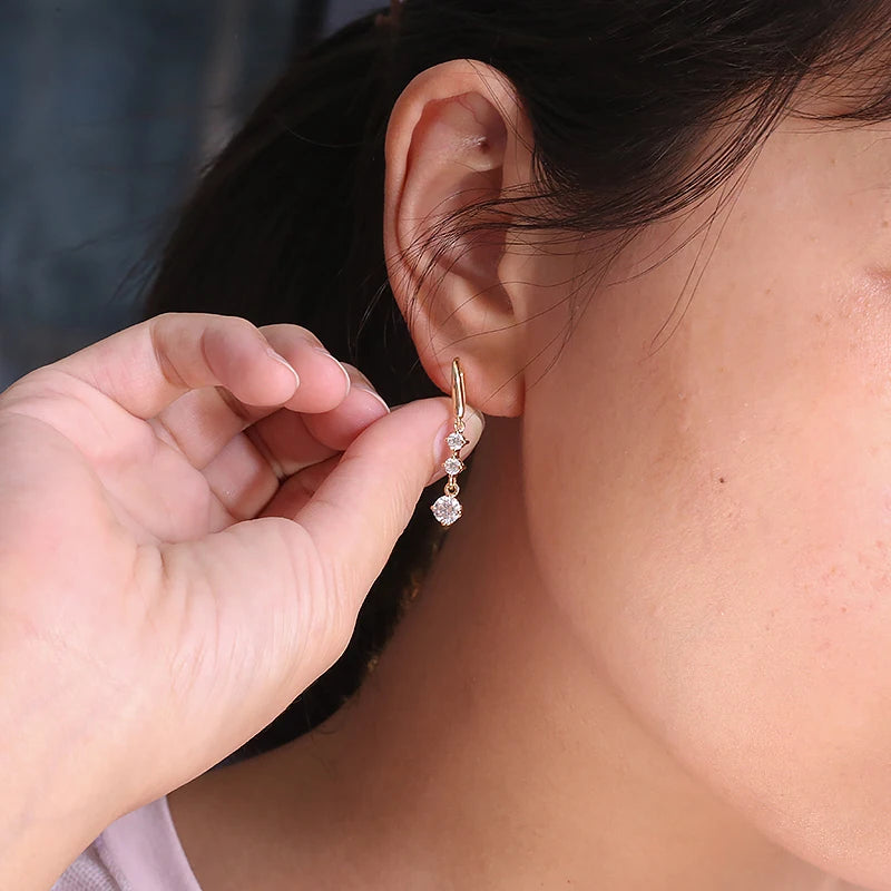 AEAW 14K Yellow Gold Round 0.7ctw Round Cut CVD HPHT Lab Diamond Earrings  for Women Engagement Wedding Bride Gift Fine Jewelry