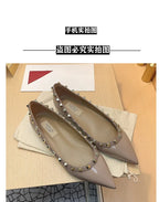 Women's Flat Shoes luxury woman shoes Leather Brand Rivet Flat Shoes Comfortable Casual Outdoor Pointed Toe Shallow Ladies shoes