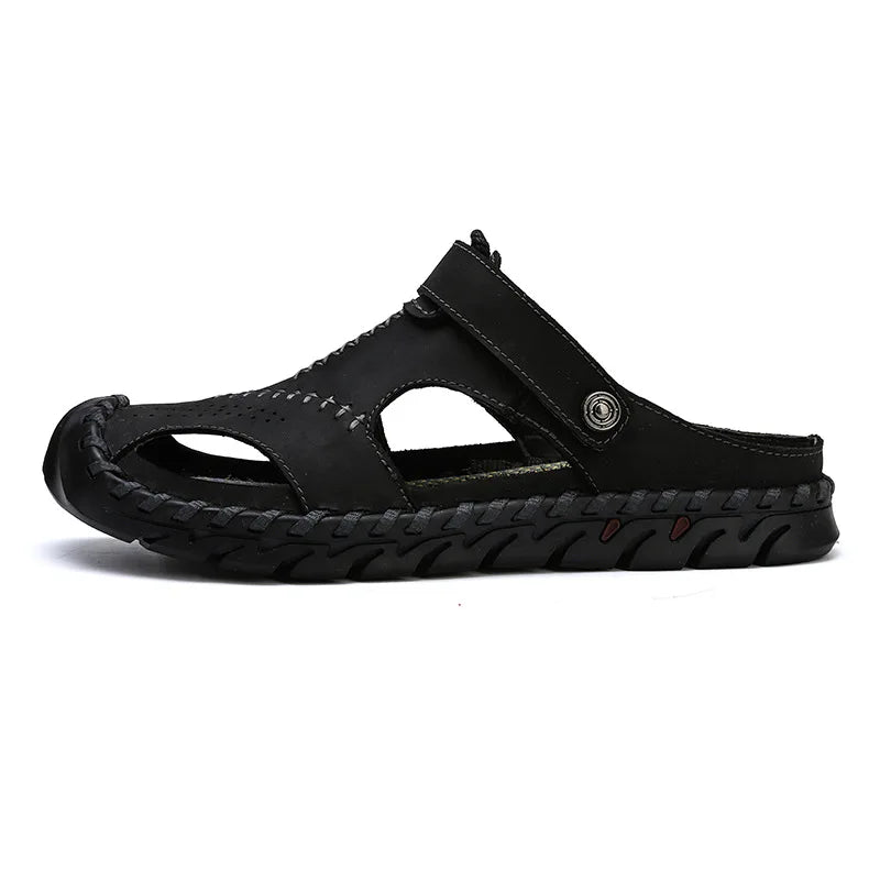 2023 Sandals Summer Men Leather  Classic Men Shoes Slippers Soft Sandals Men Roman Comfortable Outdoor Walking Footwear