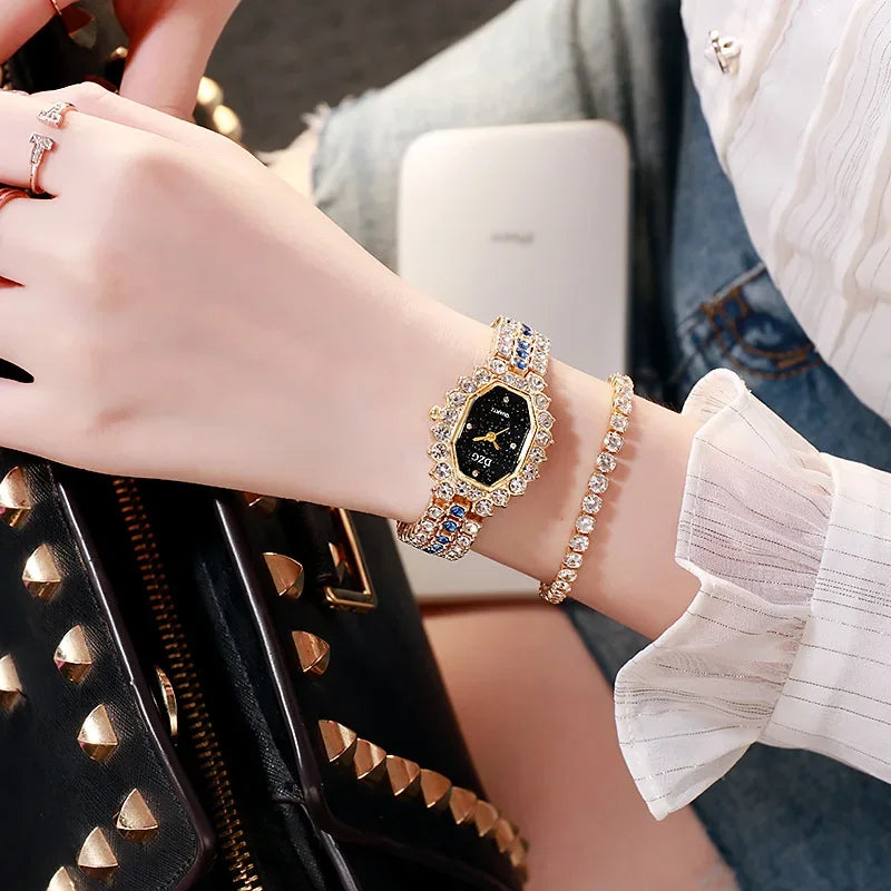 Women's Watches New Famous Luxury Brands Women Watch Fashion Rhinestone Stainless Steel Quartz Ladies Wristwatches Reloj Mujer