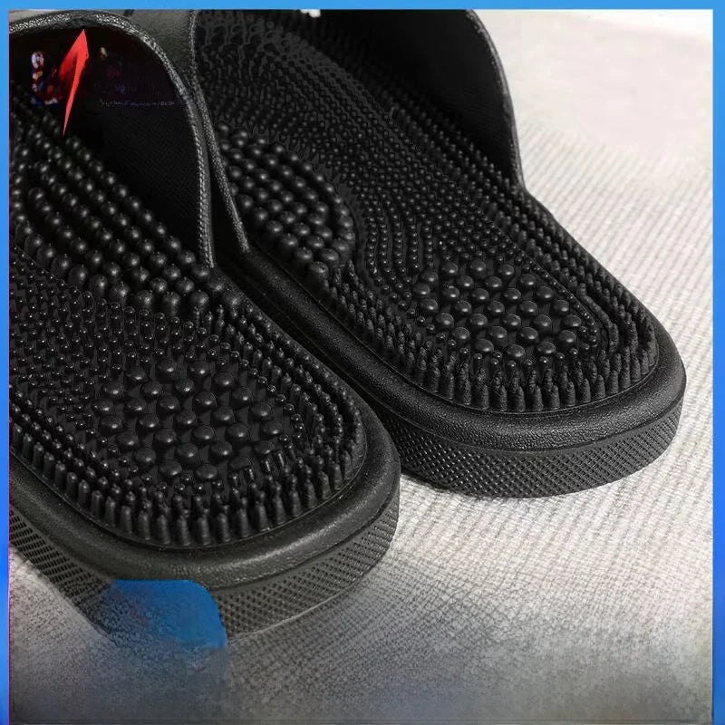 Men's Massage Slippers Anti-Slip Indoor Home Batoom Bathing Sandals Simple Sle PVC Material Comfortable Summer Slippers