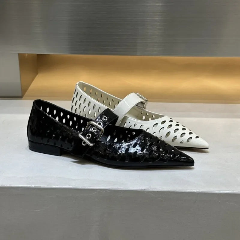 Women Sandals Pointed Toe  Flats Hollow Loafers Shoes Fashion Elegant Summer Woman Shoes Brand Casual Cozy Женские Сандалии