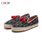 Flat CHCH Women's Shoes New Comfortable Vacation Fabric Casual Shoes Hemp Bottom Non slip Walking Woman Shoes
