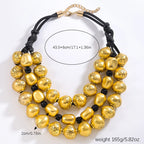 3 Layer Golden Silvery CCB Material Irregular Ball Beaded Necklace European American Fashion Collar Necklaces New Female Jewelry