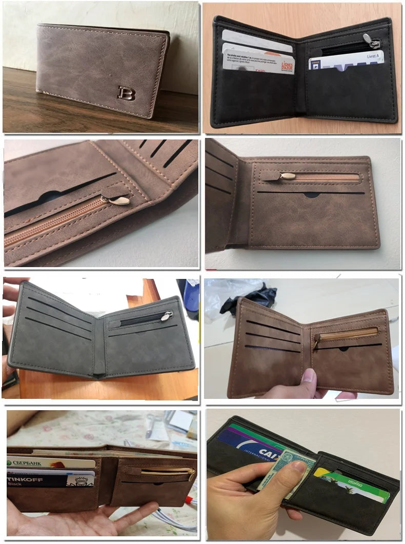 New Business Men Wallets Small Money Purses Wallets New Design Dollar Price Top Men Thin Wallet with Coin Bag Zipper Wallet