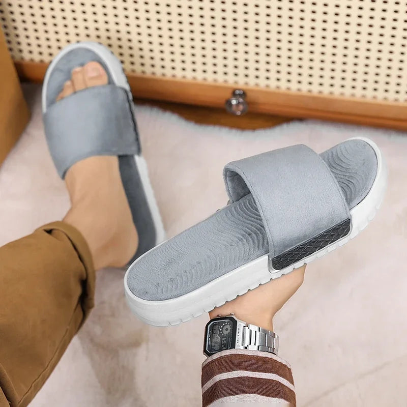 Men's Slippers for Home in Solid Colors Flat Heels Low Cuffs Convenient To Wear Spring and Summer Soft-soled Anti-slip Slippers