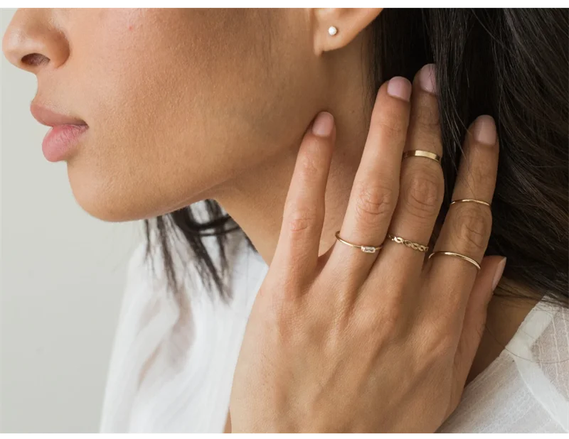 14K gold filled Essential Stacking Ring 1.5MM Thickness Knuckle Ring Boho Gold Jewelry Minimalism Stacking Boho Ring for Women
