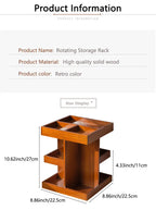 Wooden cosmetics rotating storage rack, can hold small items and cosmetics, suitable for bedrooms, dressing tables,and bathrooms
