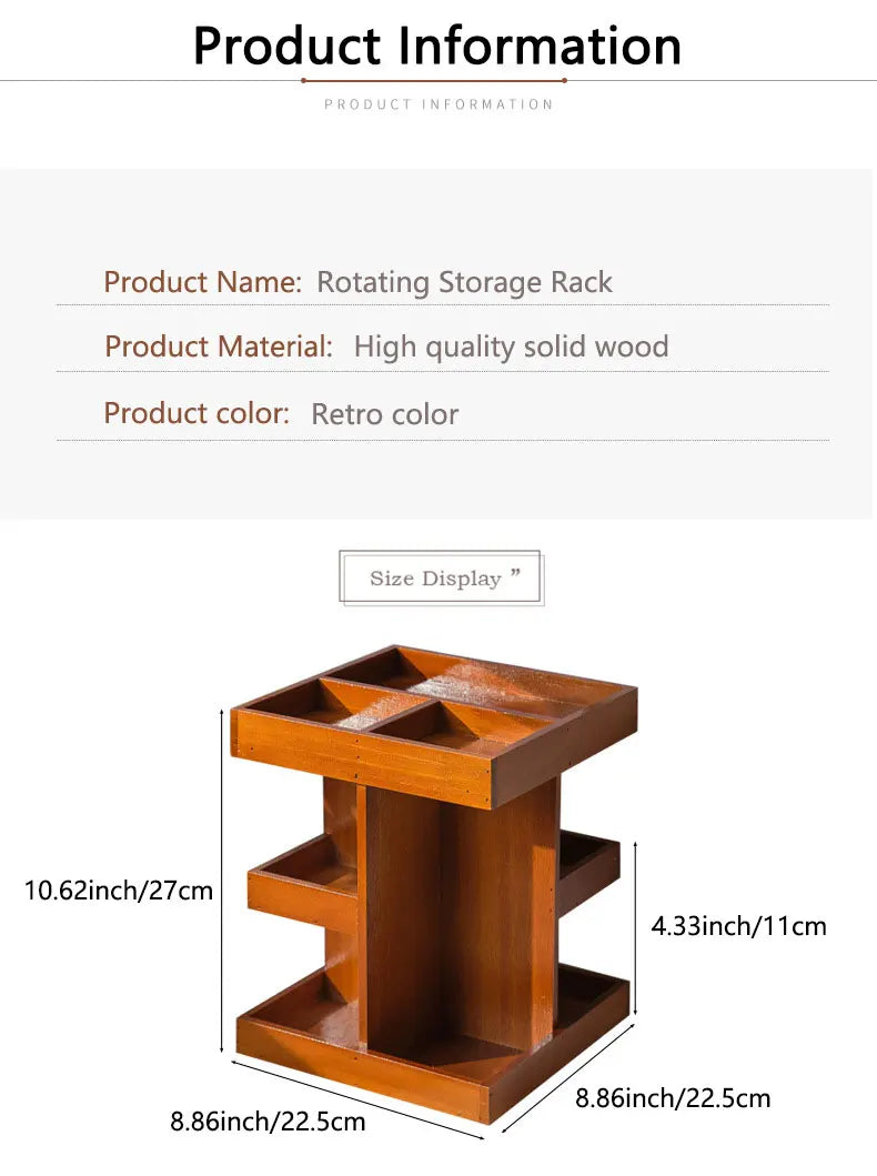 Wooden cosmetics rotating storage rack, can hold small items and cosmetics, suitable for bedrooms, dressing tables,and bathrooms