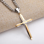 Vintage Cross Pendant Necklace Punk New Design Classic 316L Stainless Steel Curb Chain Men Women Necklace Jewelry
