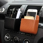 Car Mobile Phone PU Leather Bag Car Phone Holder Air Vent Mount Hanging Storage Box Glasses Organizer Support in Car Accessories