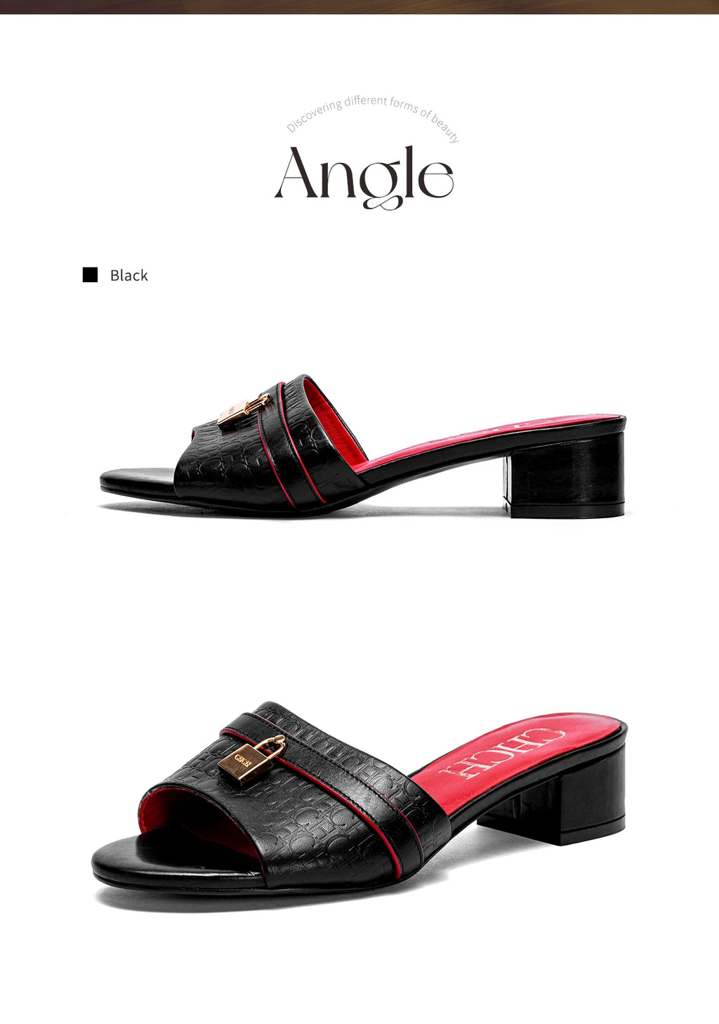 Women's Slippers 2025 Luxury Brand New Retro Design Mid Heel Red Black Slippers Casual Shoes