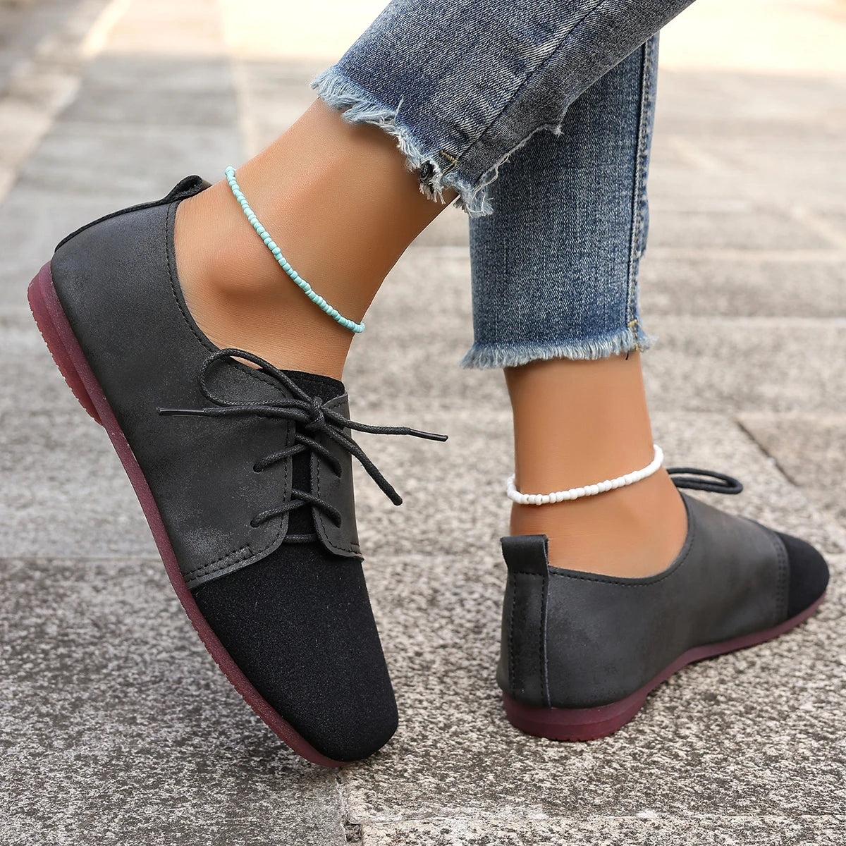 Woman Flats Shoes Loafers Fashion Casual Sports Sneakers Trend Brand Women's Fashion Dress Shoes New Lace Up Femme Zapatos