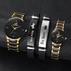 Couple wrist watch set, men's and women's quartz watch with steel strip, couple's watch set