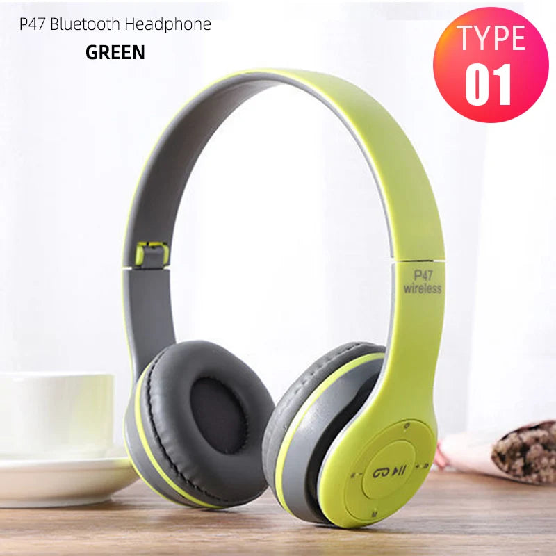 Handsfree Wireless Headphones Noise Canceling Headphone memory Card Earphone P47 headset Bluetooth Head Phone for iPhone Huawei