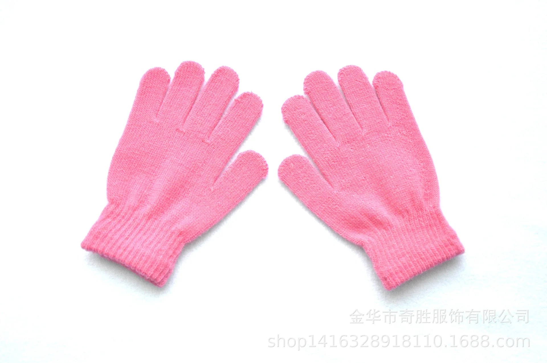 Winter 4-11 Year Old Children's Writing Cold-proof Warm Gloves Solid Color Knitted Wool Acrylic Full-finger Split-finger Gloves