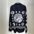 Men's shirt Vintage Character print 2025 Spring / Autumn Loose Version Classic Long-sleeved Lapel Fashion and leisure Top S-5XL