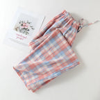 Pajama Pants Women Plaid Cotton Home Trousers Loose Breathable and Soft Straight Leg Trousers Fashionable Sleeping Pants