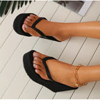 Women's Slippers  Flip Flops Fashion Wedges PU Solid Ladies Elegant Slides Comfort Casual Soft Slip On 2021 Summer Beach Shoes