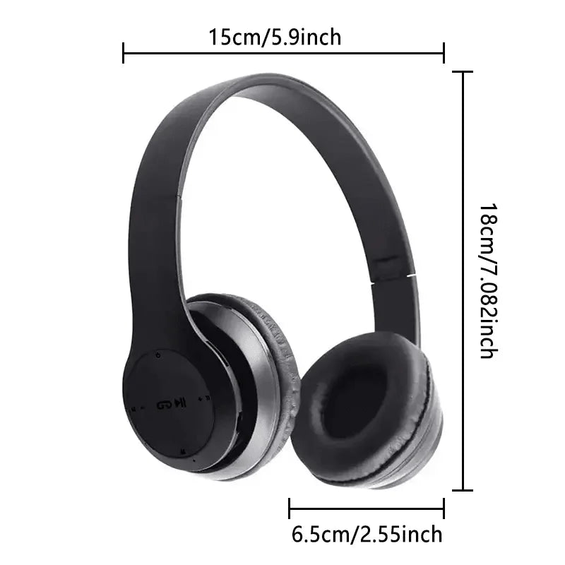 Foldable wireless Bluetooth headphones, over-ear heavy bass headphones