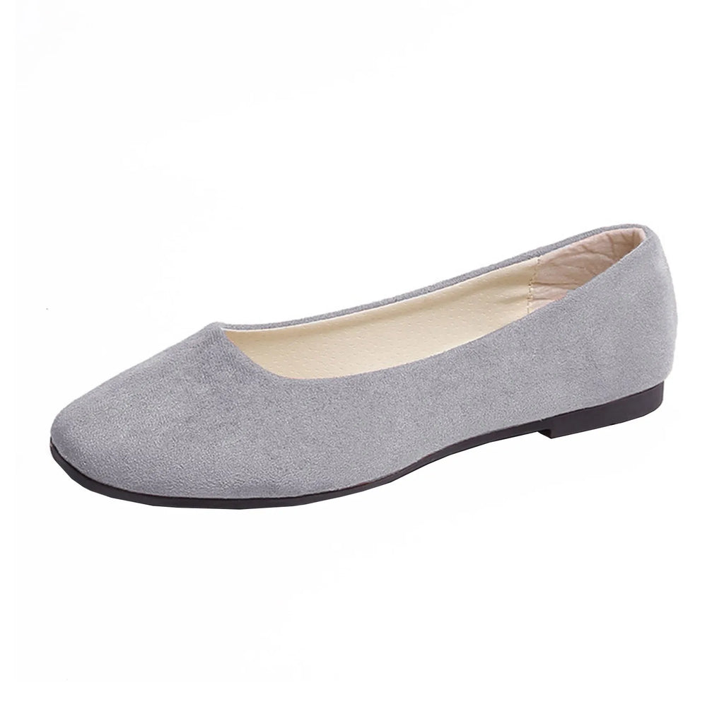 Woman Flats Casual Round Toe Cute Flats Flock Mocasines Ballerina Church Flats Female Suede Elegant Soft Sole Mom Shoes