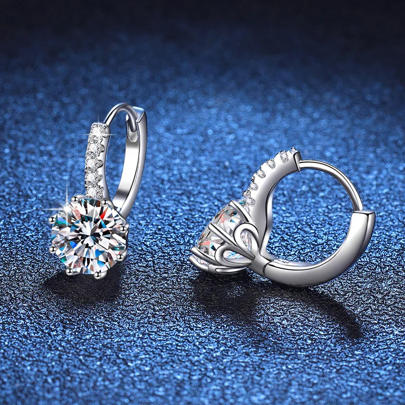2 Carat Moissanite Drop Earrings Silver Stud Classic Solitaire Jewelry Women's Fashion Diamond Ear fine Jewelry gift