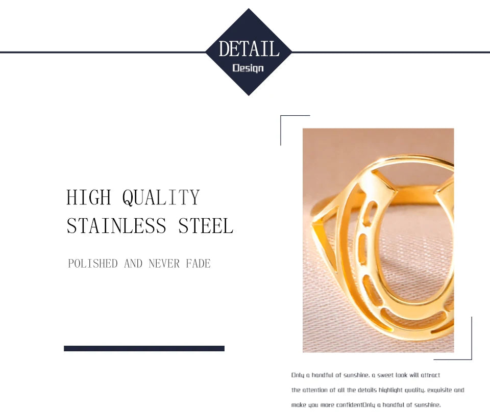 Unift Horseshoes Rings for Women Cowboy Cowgirl Stainless Steel Finger Ring Trendy Fashion Equestrian Horse Lover Jewelry Gift
