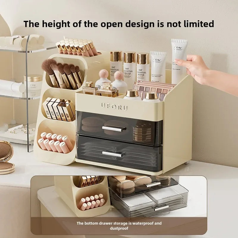 Cosmetics Storage Box Household Dressing Table Advanced Sense Large Capacity Lipstick Skin Care Compartment Shelf