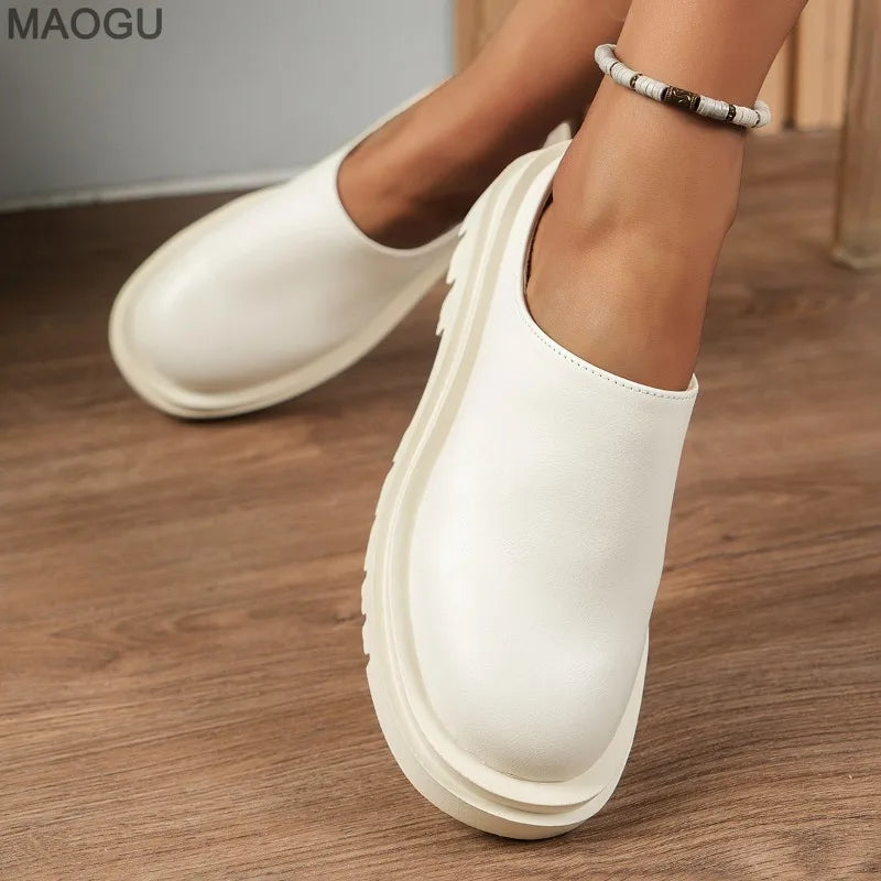 Platform Women Slippers Fashion Casual Autumn Mules Shoes 2025 New Trends Classical Sandals Elegant Walking Zapatillas De Mujer