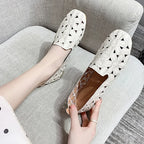 Women Flats Slip on Loafers Foldable Flats for Women Square Toe Single Shoes Hollow Out Fashion Party Casual Fashion Women Shoes