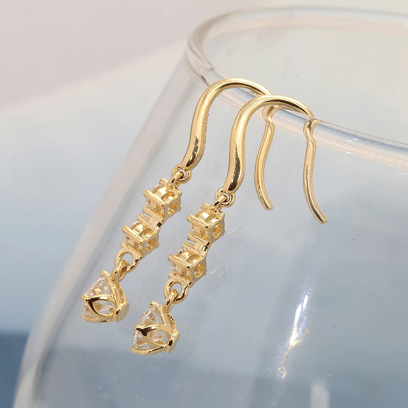 AEAW 14K Yellow Gold Round 0.7ctw Round Cut CVD HPHT Lab Diamond Earrings  for Women Engagement Wedding Bride Gift Fine Jewelry