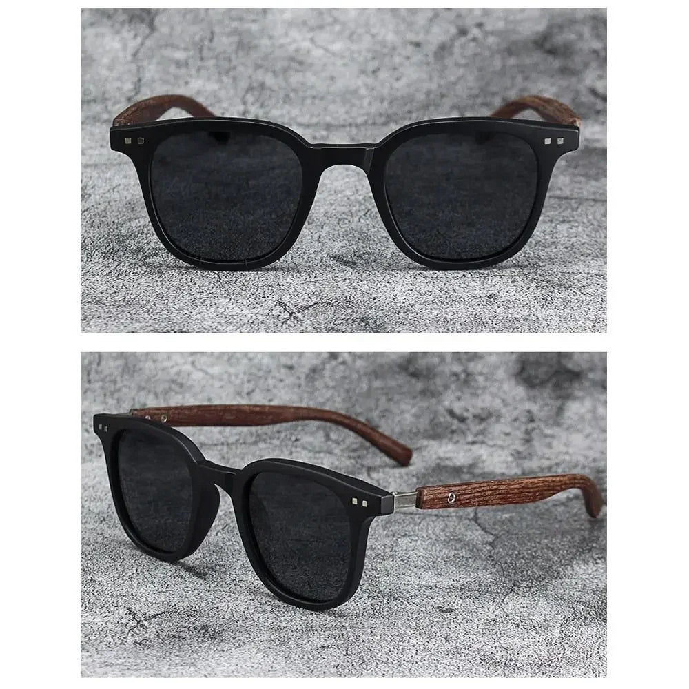 Trendy Retro Wood Grain Sunglasses Polarized UV Protection for Men Women Perfect for Cycling Outdoor Street Photography
